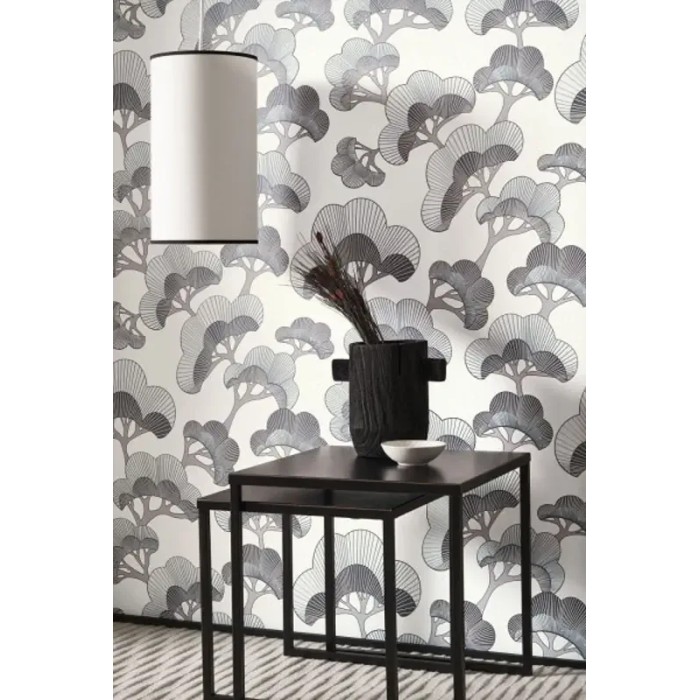 Papel Pintado para recibidor o salón moderno estilo japonés blanco y negro - Casadeco Kyoto 88719211
