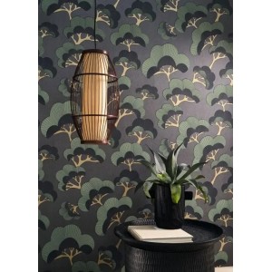 Caselio|Watercolor wallpaper with blue and beige forest|Floral 2