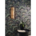 Casadeco|Modern oriental style wallpaper with Japanese pines on dark background|Modern