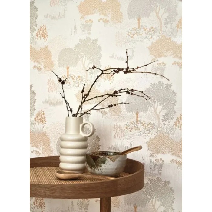 Casadeco|Papier peint style oriental, jardin botanique japonais blanc|Papier Peint