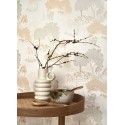 Casadeco|Oriental style wallpaper with white Japanese botanical garden|Wallpaper