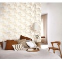 Casadeco|Oriental style wallpaper with white Japanese botanical garden|Wallpaper