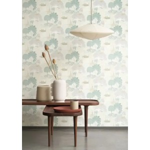 Casadeco|Japanese style wallpaper with white cherry blossoms and peonies|Scandinavian 2