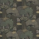 Casadeco|Orientalische Tapete mit grünem japanischen Blumengarten|Tapeten
