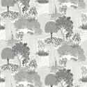 Casadeco|Japandi style wallpaper with Japanese botanical garden in black and white|Wallpaper
