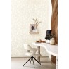 Casadeco|Japanese style wallpaper with white cherry blossoms and peonies|Scandinavian