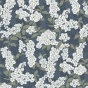 Casadeco|Oriental style wallpaper with dark blue cherry blossoms and peonies|Japanese Flowers