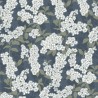 Casadeco|Oriental style wallpaper with dark blue cherry blossoms and peonies|Japanese Flowers