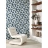 Casadeco|Oriental style wallpaper with dark blue cherry blossoms and peonies|Japanese Flowers