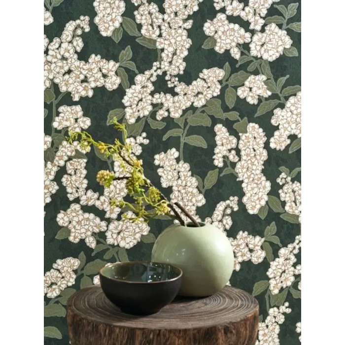 Casadeco|Japanese cherry blossom and green peonies wallpaper|Japanese Flowers