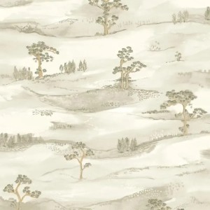 Casadeco|Minimalist wallpaper in light tones with Japanese style landscape|Oriental