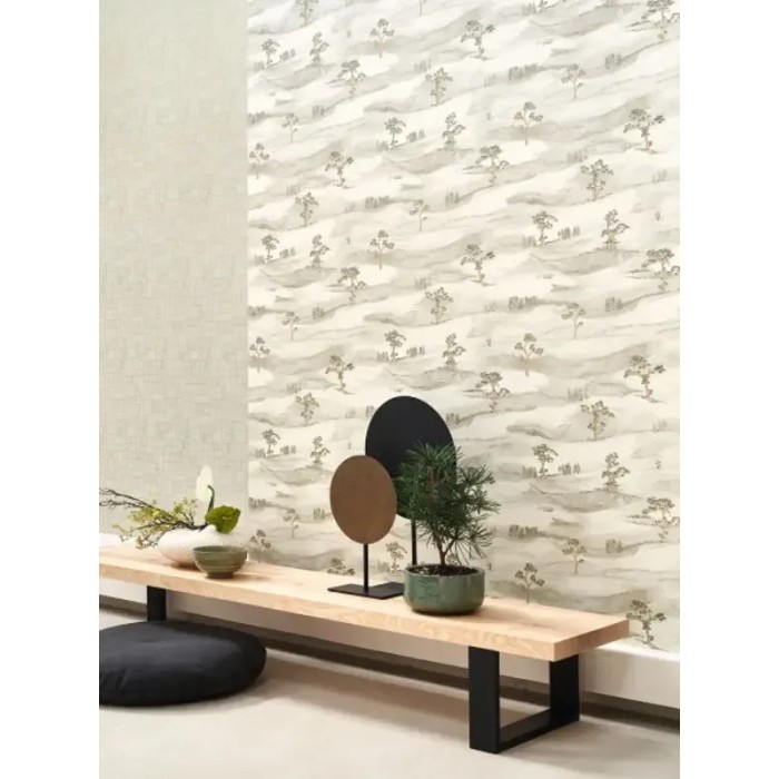 Casadeco|Papel Pintado estilo oriental con paisaje japonés minimalista|Oriental