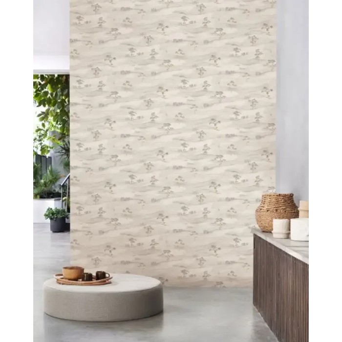 Casadeco|Papel Pintado minimalista tonos claros con paisaje estilo japonés|Oriental