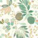 Casadeco|Hippie-chic floral wallpaper in mint green|Tropical