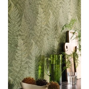 Caselio|Wallpaper with white and ochre leaf prints|Scandinavian 2