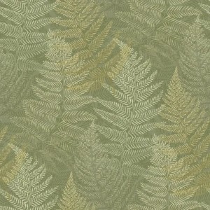 Casadeco|Scandinavian wallpaper with ochre yellow ferns|Wallpaper