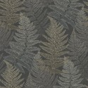 Casadeco|Papel pintado floral escandinavo gris oscuro con helechos|Papel Pintado