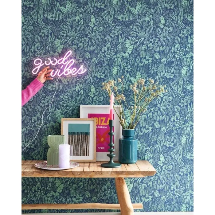 Casadeco|Papel pintado con flores tropicales de estilo ochentero|Papel Pintado