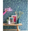 Casadeco|Papier peint fleurs style années bleu|Papier Peint