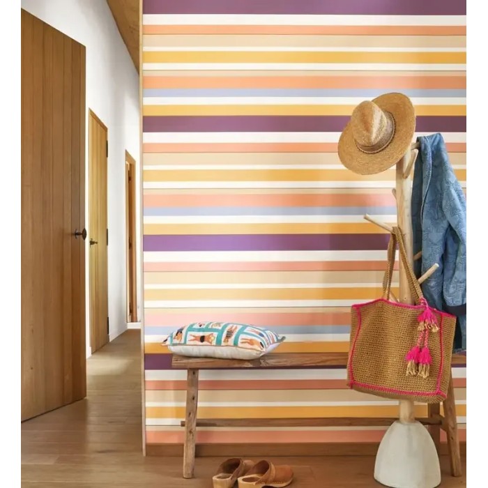 Casadeco|White and yellow youth striped wallpaper|Stripes