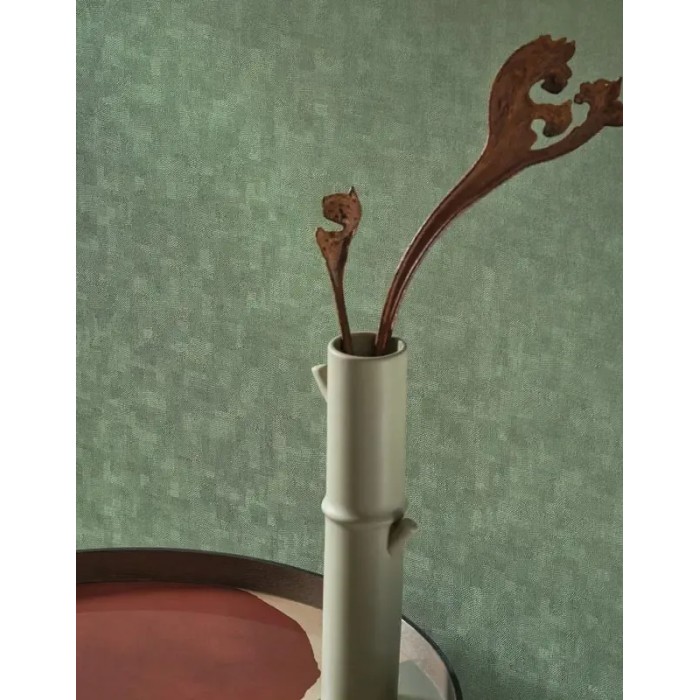 Casadeco|Plain wallpaper forest green with embossing|Raffia Imitation