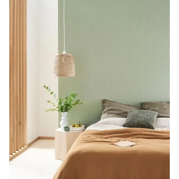 Casadeco|Moderne zeitlose Tapete mit grün geprägter Bambusfaser|Orientalisch