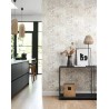 Casadeco|Wallpaper with large flowers white and gray batik effect|Fabric Imitation
