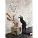 Casadeco|Wallpaper with large flowers white and gray batik effect|Fabric Imitation