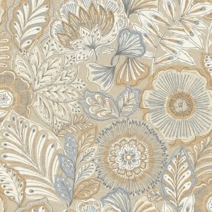 Casadeco|Classic floral wallpaper with leaf print and black background|Floral