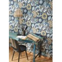 Casadeco|Wallpaper with large flowers beige batik effect|Fabric Imitation