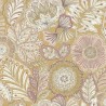 Casadeco|Wallpaper with large flowers mustard yellow batik effect|Wallpaper