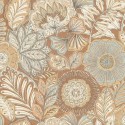 Casadeco|Wallpaper with large flowers orange batik effect|Ethnic
