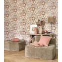 Casadeco|Papier peint grandes fleurs orange effet batik|Ethnique