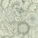 Casadeco|Papier peint fleurs exotiques vert effet textile|Imitation Tissu