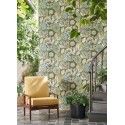 Casadeco|Papier peint fleurs exotiques vert effet textile|Papier Peint