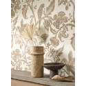 Casadeco|Papier peint fleurs vintage beige avec aras|Papier Peint