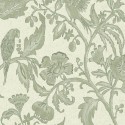 Casadeco|Vintage floral wallpaper green with macaws|Fabric Imitation