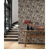 Casadeco|Vintage floral wallpaper green with macaws|Fabric Imitation