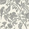Casadeco|Papel pintado flores vintage gris y guacamayos|Imitacion Tela