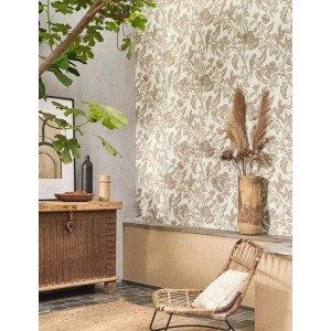 Papeldecor|Beautiful green turquoise wallpaper with palm trees and tropical parrots print|Wallpaper 2