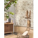 Casadeco|Vintage floral wallpaper gray with macaws|Fabric Imitation