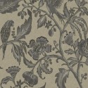 Casadeco|Vintage floral wallpaper beige and black with macaws|Wallpaper