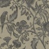 Casadeco|Vintage floral wallpaper beige and black with macaws|Wallpaper