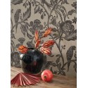 Casadeco|Papier peint fleurs vintage beige et noir avec aras|Papier Peint
