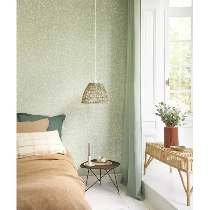 Casadeco|Zen-Stil Blumentapete mit grünem Bambus|Orientalisch