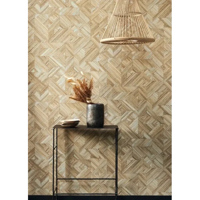 Casadeco|Papier peint style tropical bambou tissé beige|Imitation Raphia