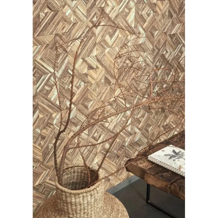 Papel pintado fibra bambú estilo oriental marrón - Casadeco Bali 88181368