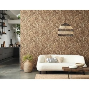 Casadeco|Papier peint oriental bambou tissé vert|Tropical 2