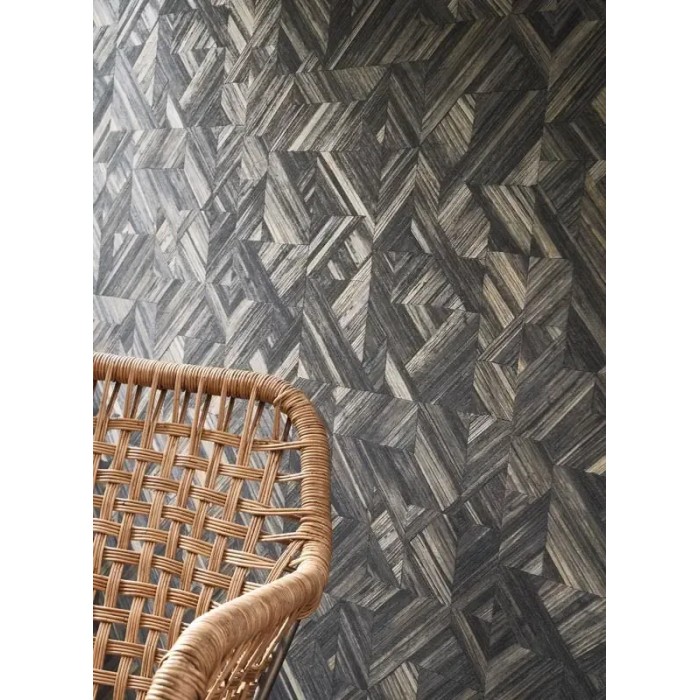 Casadeco|Tropische Tapete mit schwarz-braunem gewebtem Bambus|Ethnisch