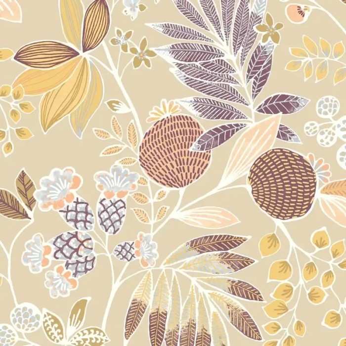 Casadeco|Papel Pintado flores hippies beige|Papel Pintado